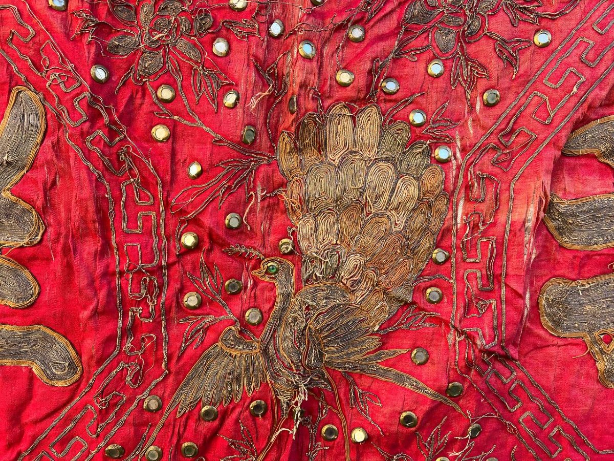 Bannière textile chinoise en soie brodée – fin XIXe / début XXe siècle-photo-3