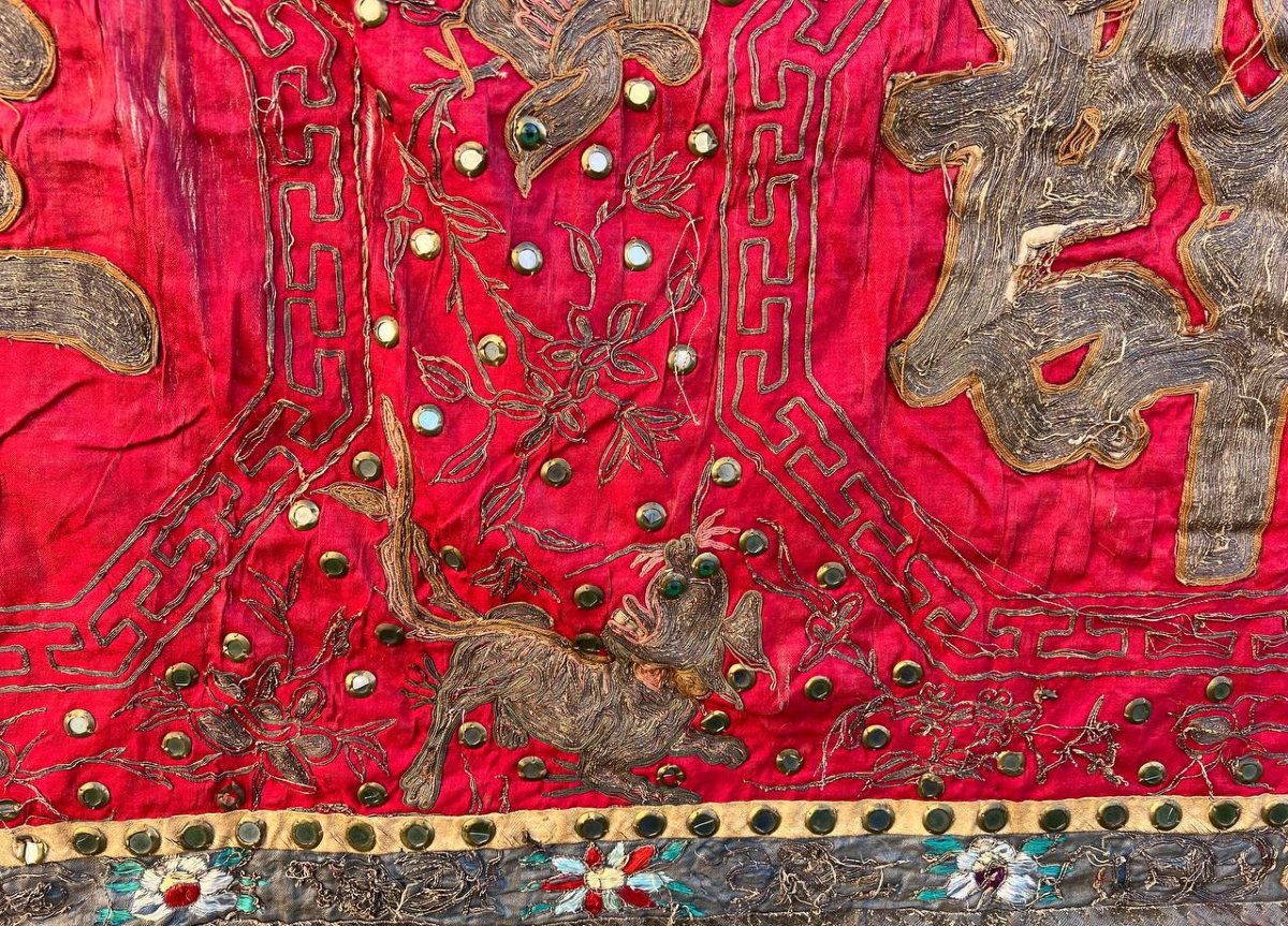 Bannière textile chinoise en soie brodée – fin XIXe / début XXe siècle-photo-5