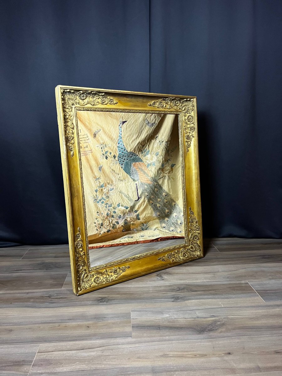 Miroir en bois doré sculpté, de style Empire-photo-4