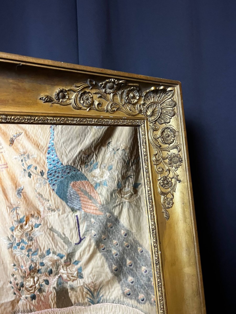 Miroir en bois doré sculpté, de style Empire-photo-3