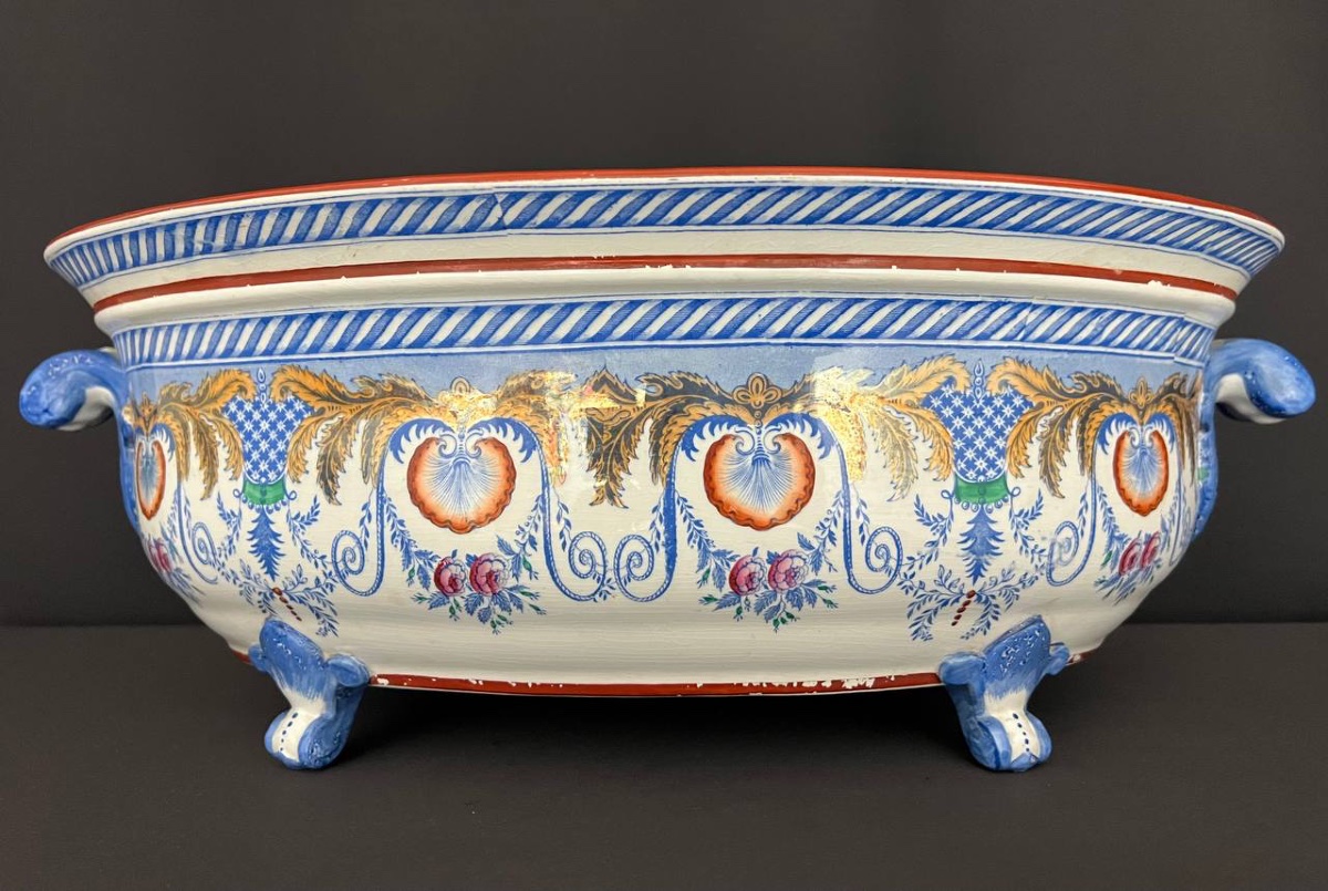 Large Oval Planter In English Earthenware, Late 19th Century-photo-3