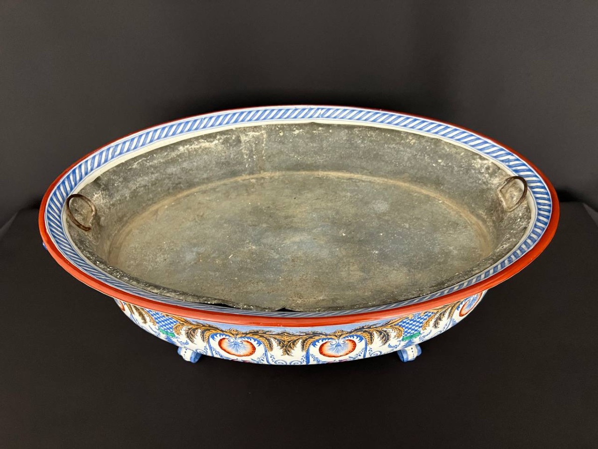 Large Oval Planter In English Earthenware, Late 19th Century-photo-1