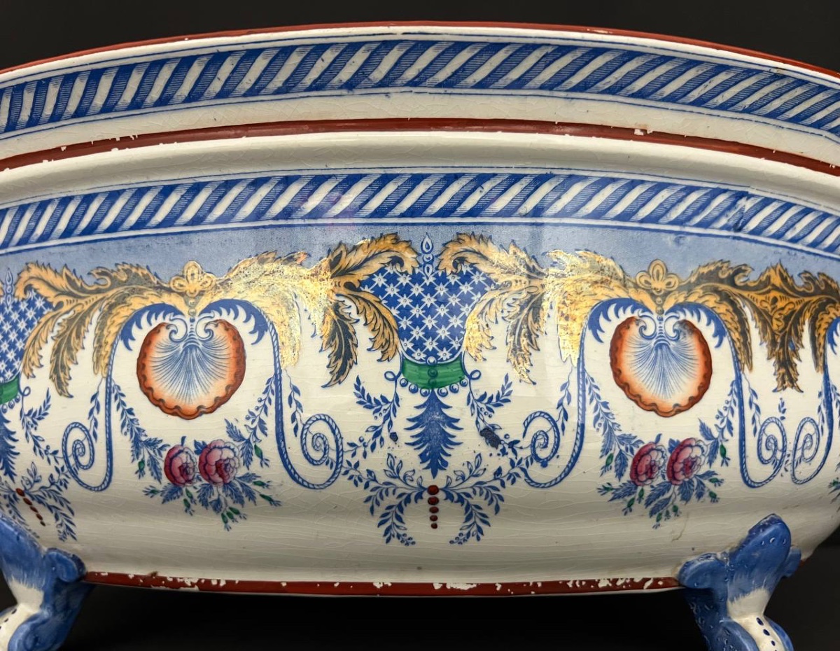 Large Oval Planter In English Earthenware, Late 19th Century-photo-6