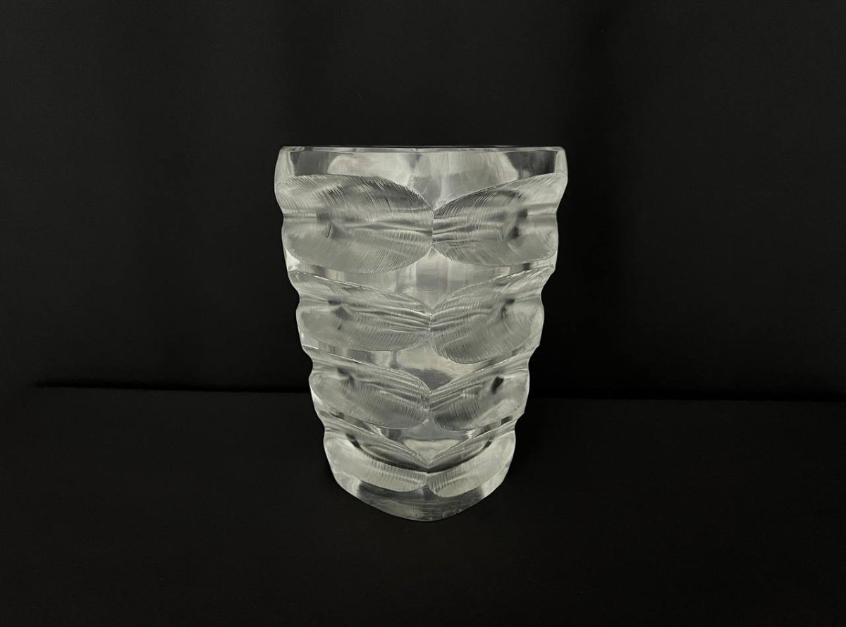 Lalique “mortefontaine” Crystal Vase, Signed Lalique France – Large Model-photo-4