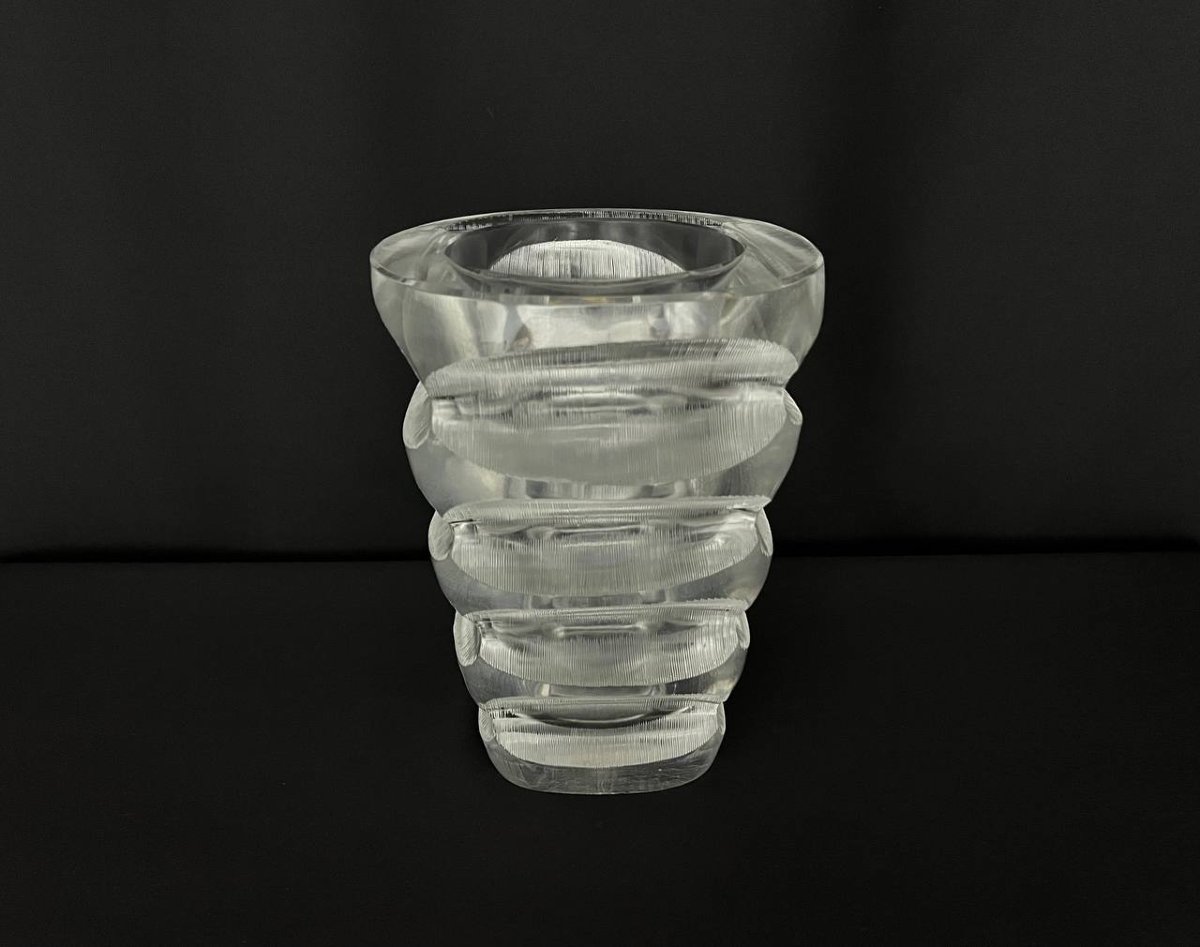 Lalique “mortefontaine” Crystal Vase, Signed Lalique France – Large Model-photo-4
