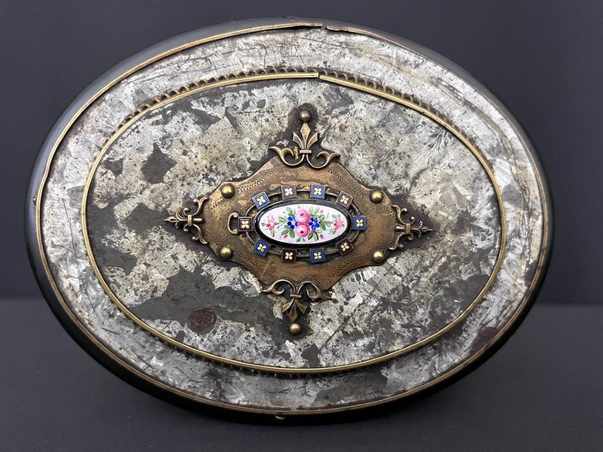 Boîte à bijoux Napoléon III ovale en bois noirci-photo-7