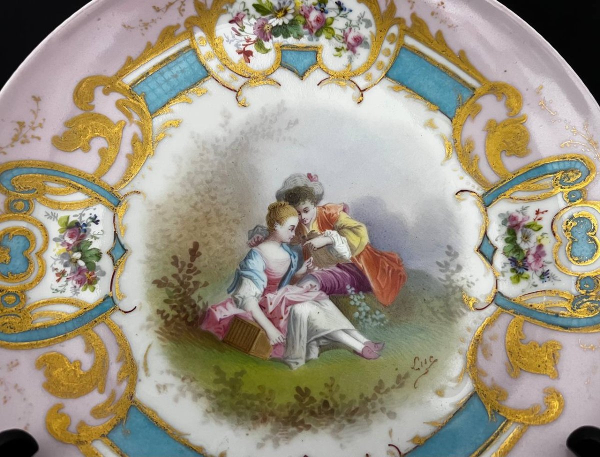 Assiette en porcelaine française, décor romantique peint à la main-photo-2