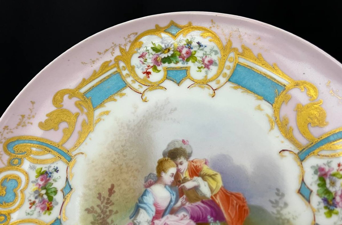 Assiette en porcelaine française, décor romantique peint à la main-photo-4
