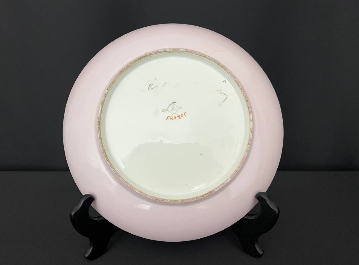 Assiette en porcelaine française, décor romantique peint à la main-photo-5
