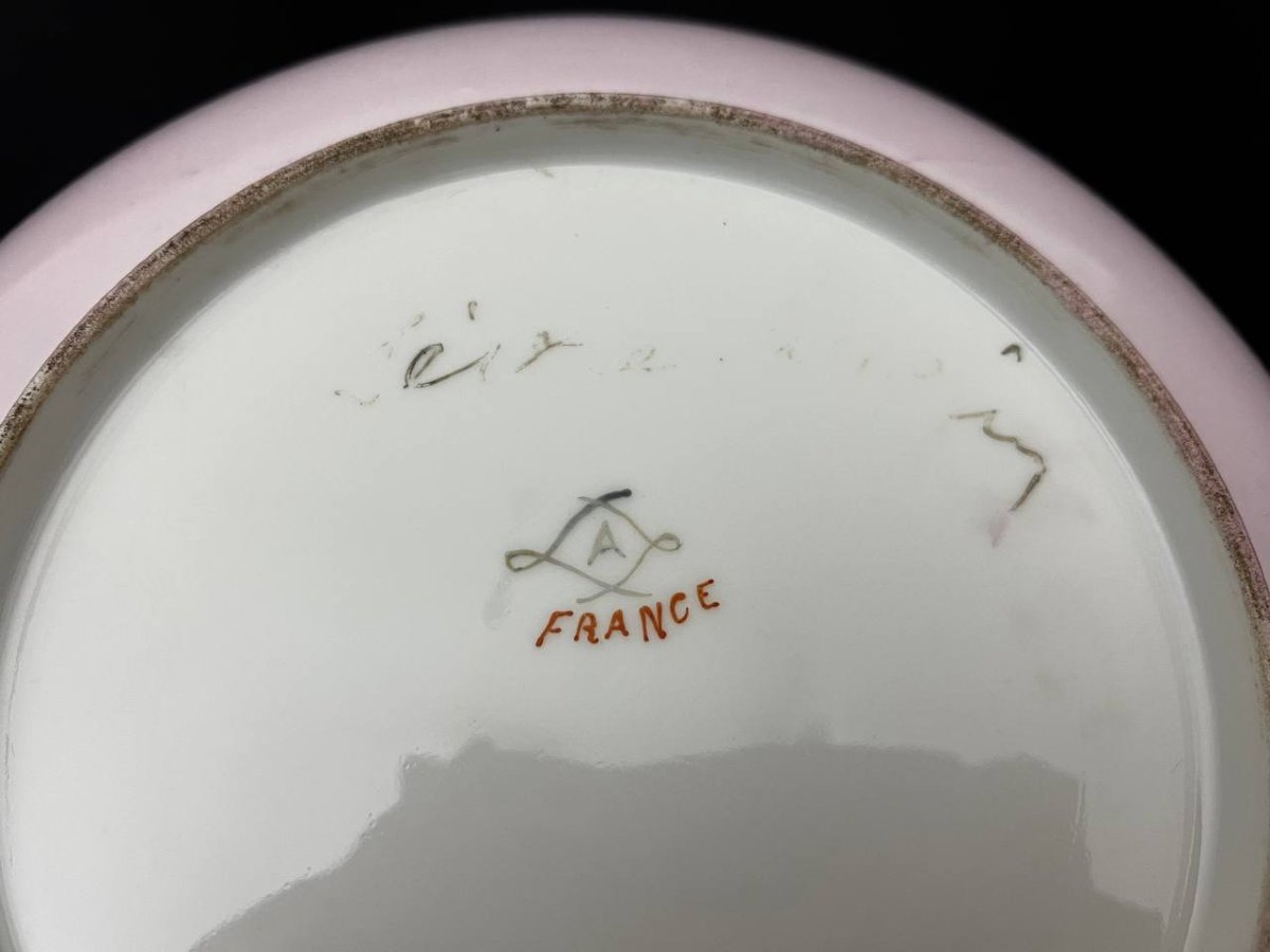 Assiette en porcelaine française, décor romantique peint à la main-photo-6