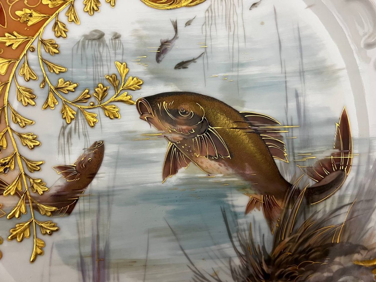 Pair Of Decorative French Porcelain Plates, Late 19th – Early 20th Century-photo-3