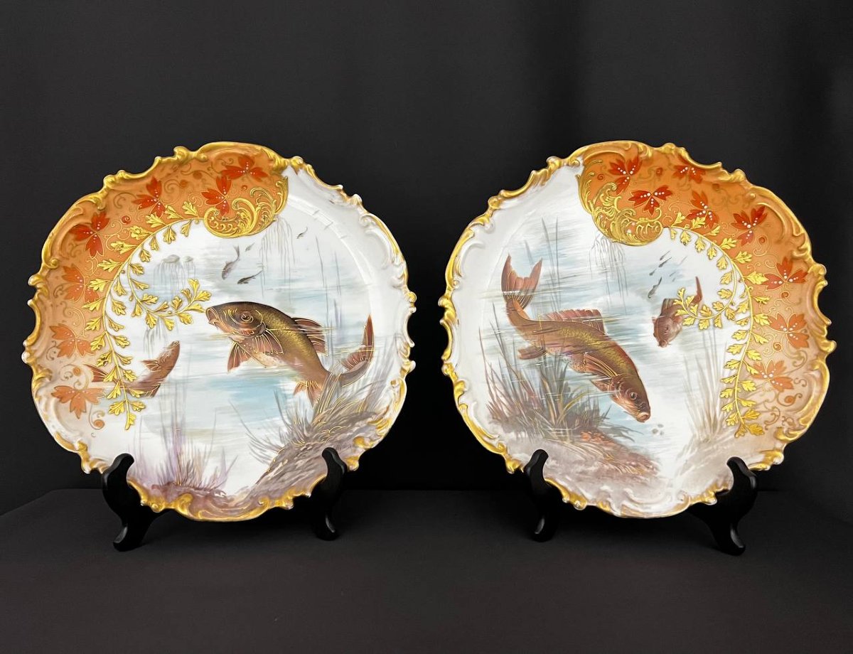 Pair Of Decorative French Porcelain Plates, Late 19th – Early 20th Century-photo-4