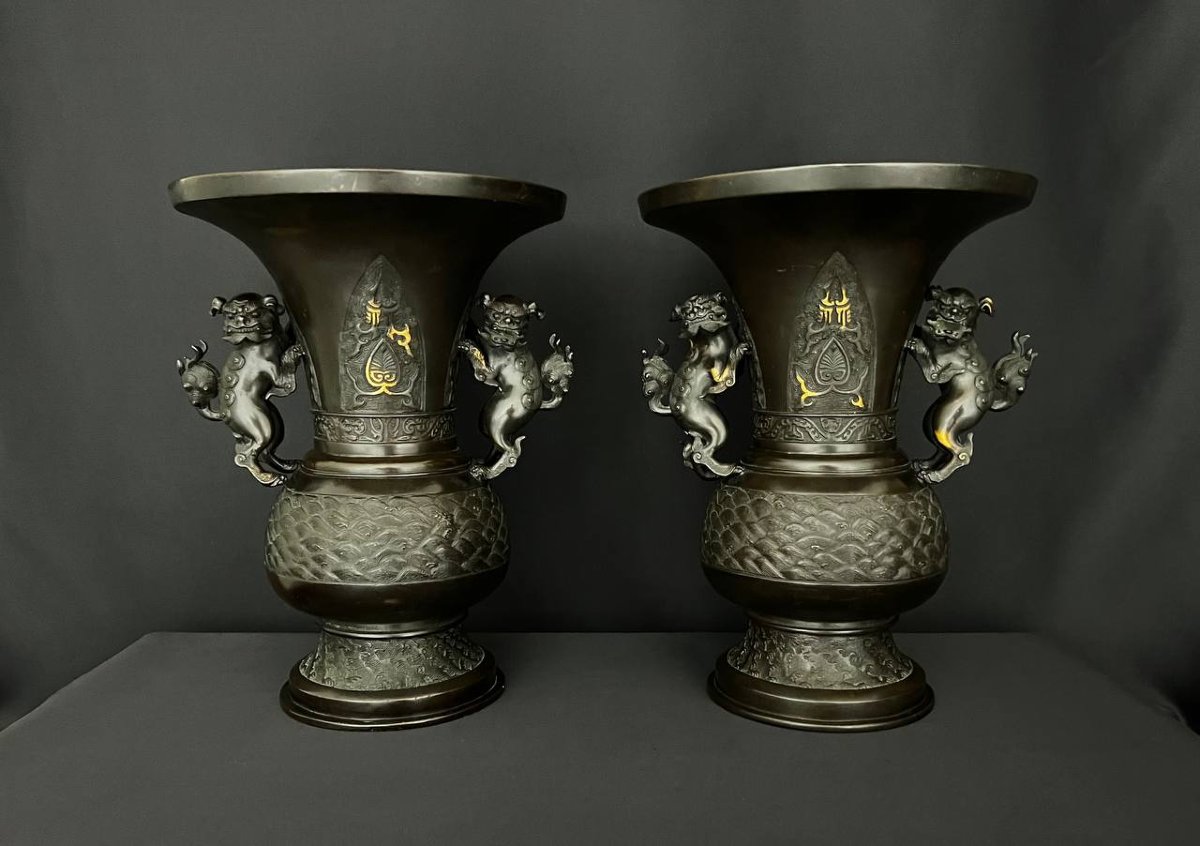 Paire de vases en bronze, Japon, période Meiji (1868–1912)-photo-4