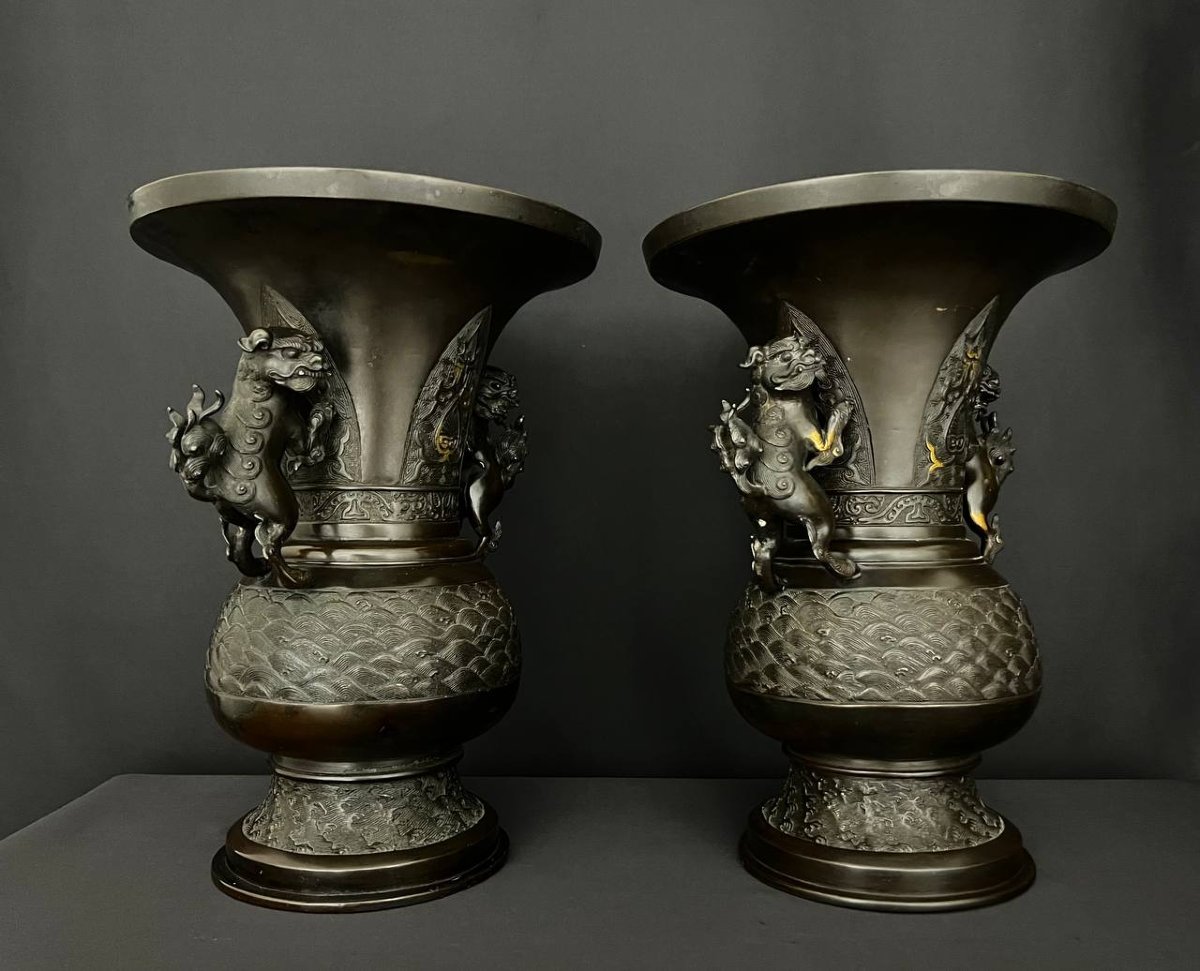 Paire de vases en bronze, Japon, période Meiji (1868–1912)-photo-4