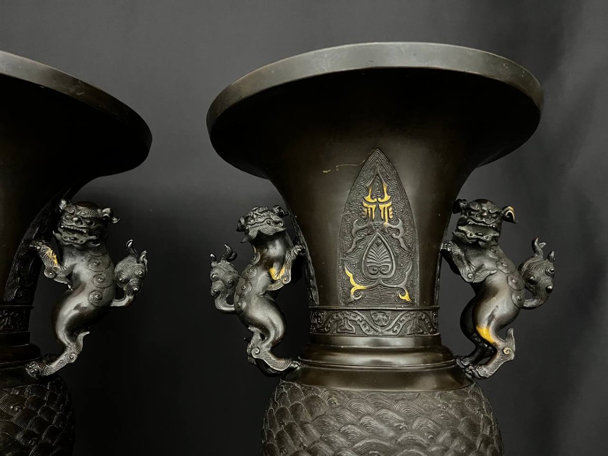 Paire de vases en bronze, Japon, période Meiji (1868–1912)-photo-6