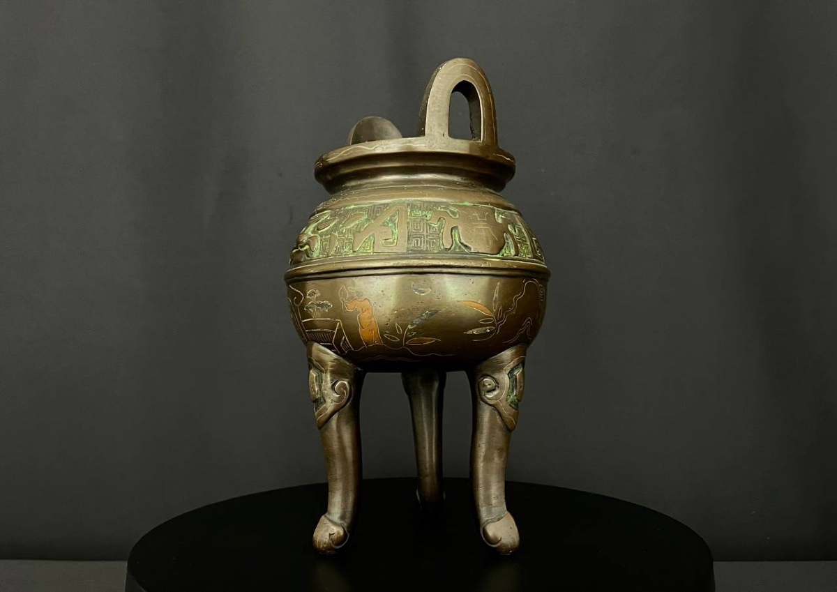 Brûle-parfum tripode en bronze, Vietnam, vers 1900-photo-5