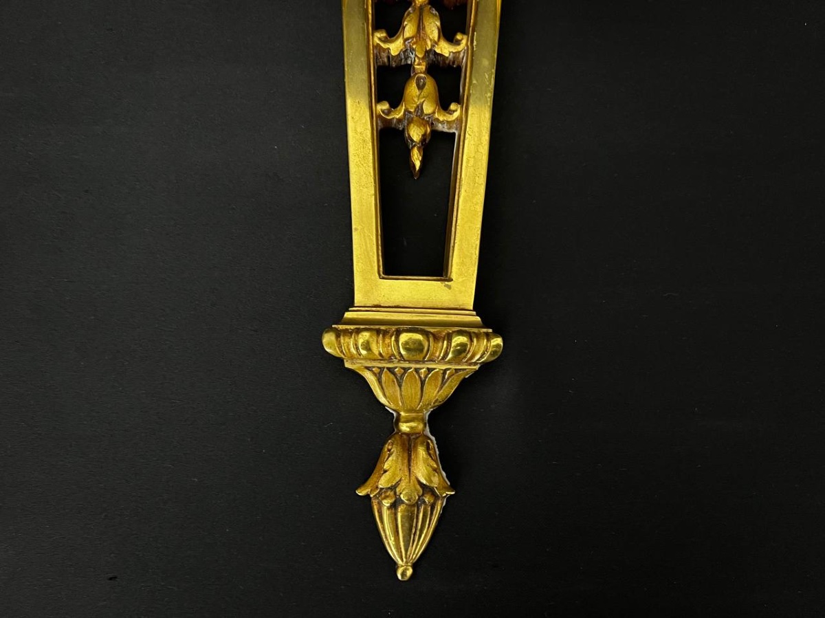 Grande paire d’appliques murales en bronze doré de style Louis XVl-photo-2