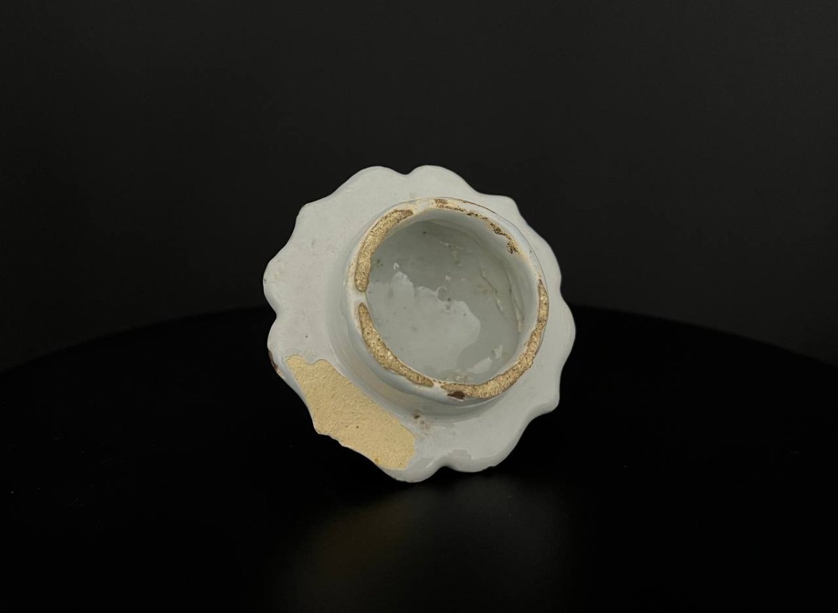 Covered Pot In Delft Earthenware, Chinese Blue-white Decoration, Attributed To The 18th Century-photo-7