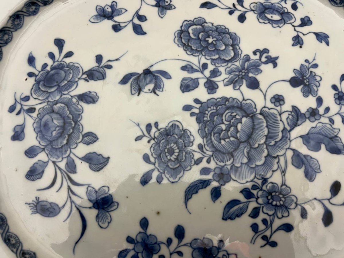 Large Pair Of Oval Chinese Porcelain Dishes With Blue And White Decoration-photo-6