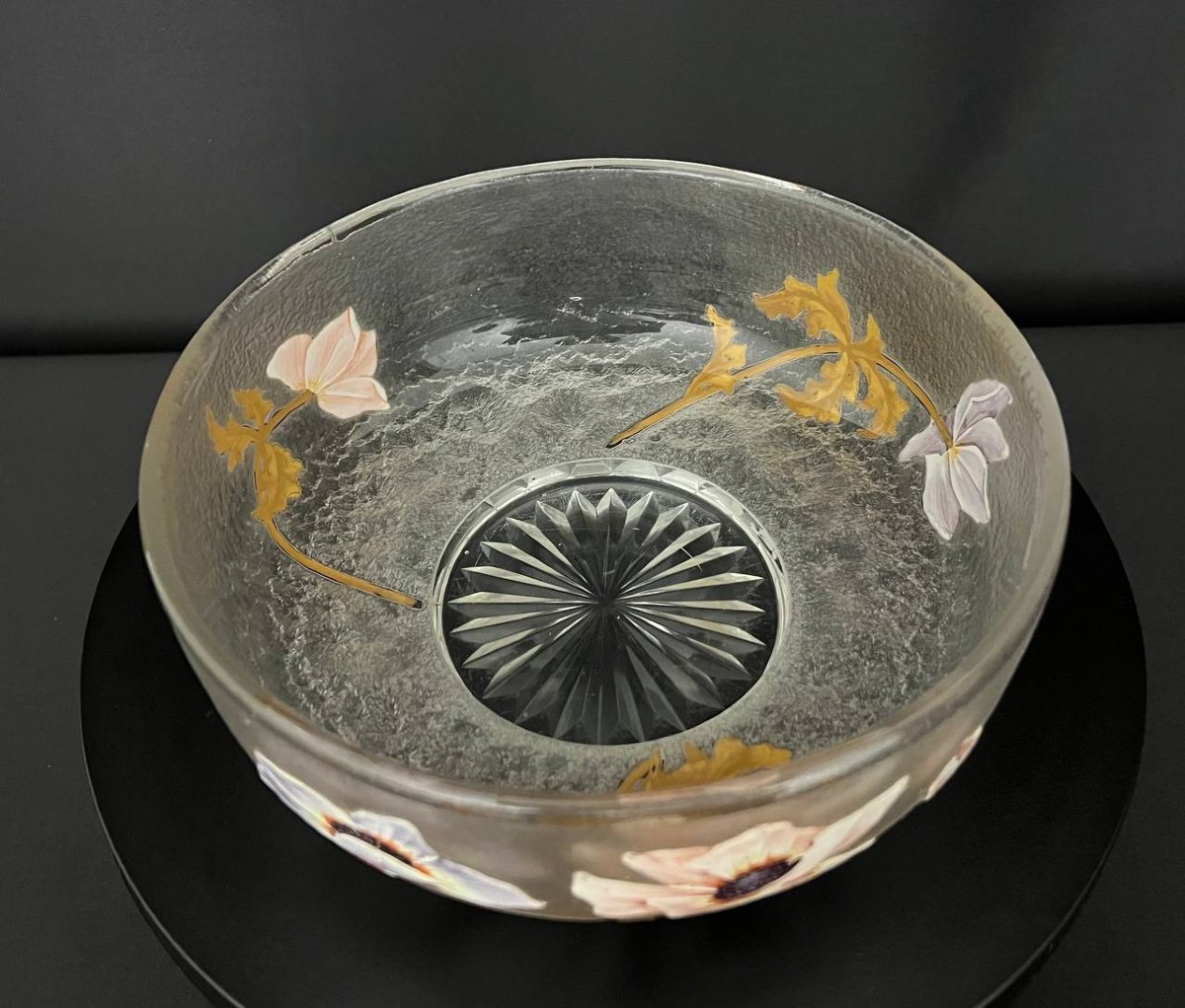 Coupe Art Nouveau en verre givré émaillé – Legras, Montjoye Saint-Denis-photo-5