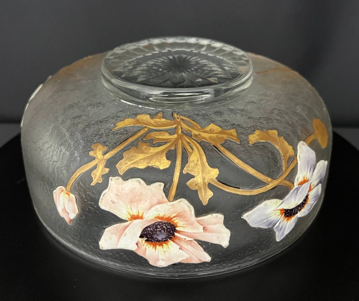 Coupe Art Nouveau en verre givré émaillé – Legras, Montjoye Saint-Denis-photo-6