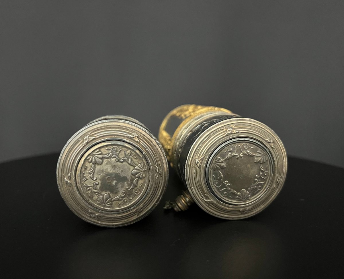 Pair Of Perfume Spray Bottles In Cut Crystal And Gilt Bronze, With Imperial Eagle Decoration-photo-3