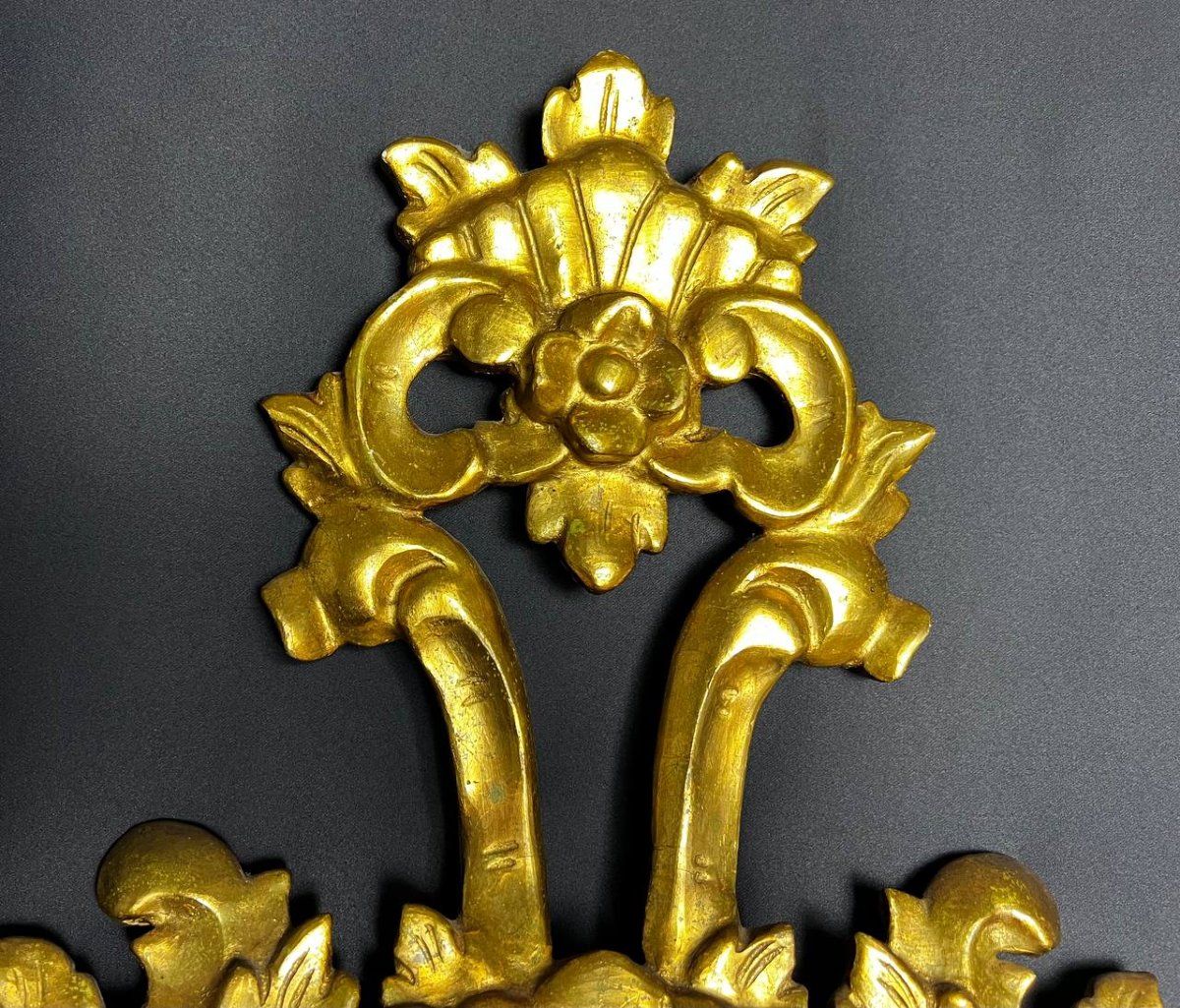 Paire de miroirs en bois sculpté et doré, style baroque italien, XIXe siècle-photo-3