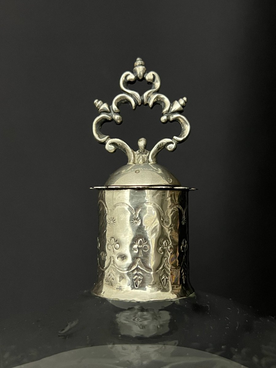 Italian Decanter In Engraved Crystal And Silver-photo-4