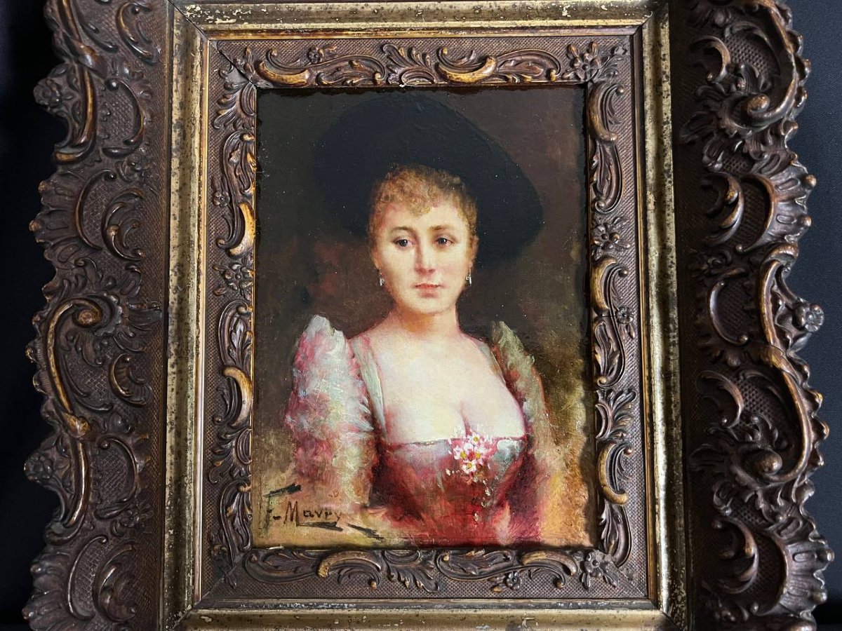 Portrait Of An Elegant Woman, Oil On Panel - François Maury (1861-1933)-photo-2
