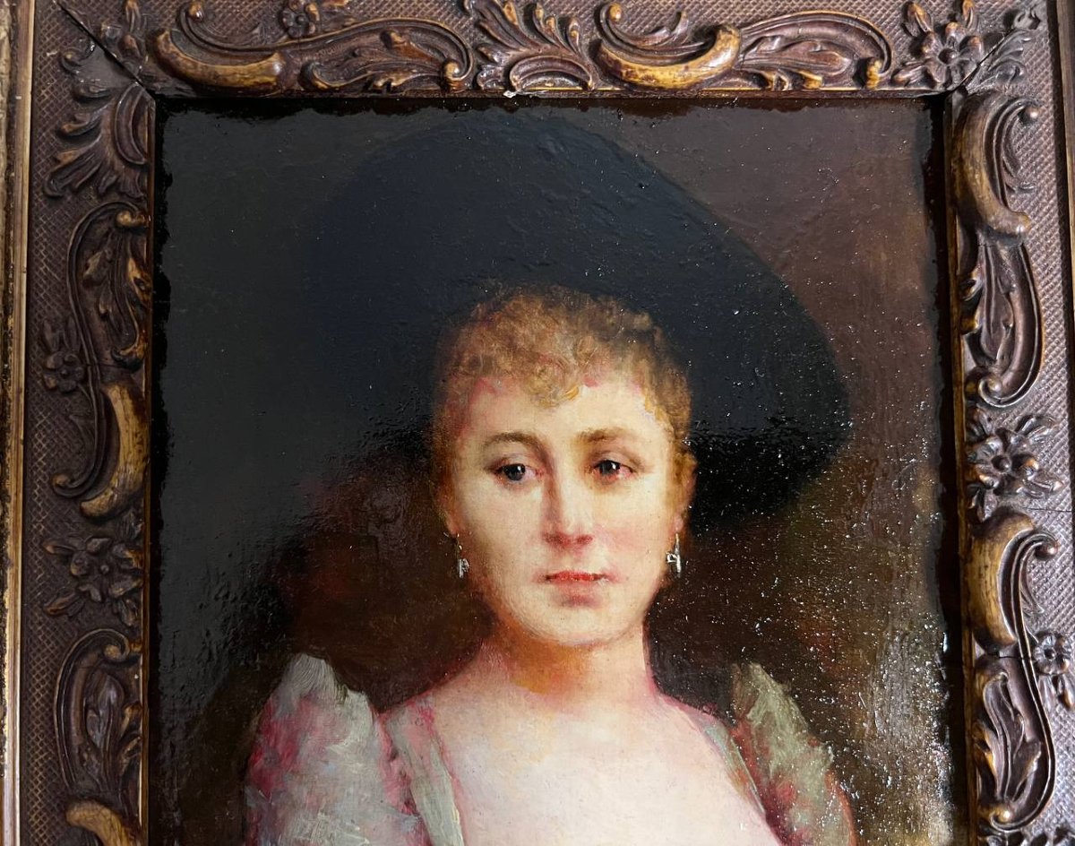 Portrait Of An Elegant Woman, Oil On Panel - François Maury (1861-1933)-photo-4