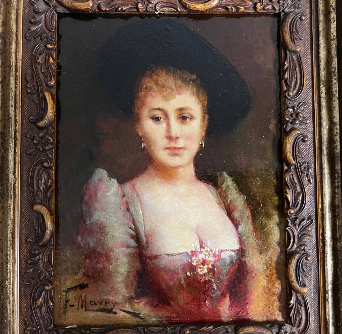 Portrait Of An Elegant Woman, Oil On Panel - François Maury (1861-1933)-photo-1