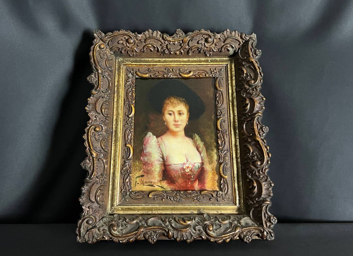 Portrait Of An Elegant Woman, Oil On Panel - François Maury (1861-1933)-photo-5