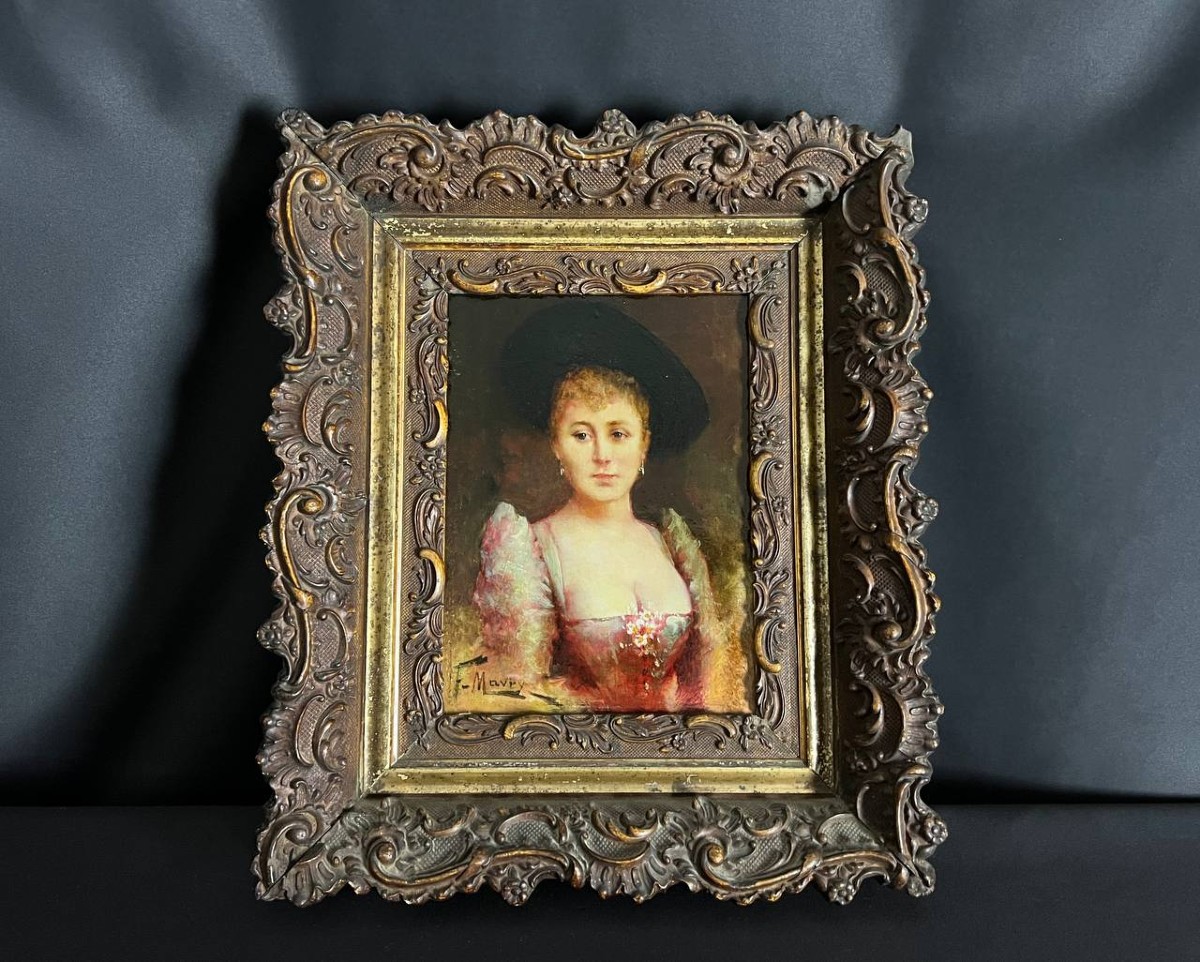 Portrait Of An Elegant Woman, Oil On Panel - François Maury (1861-1933)