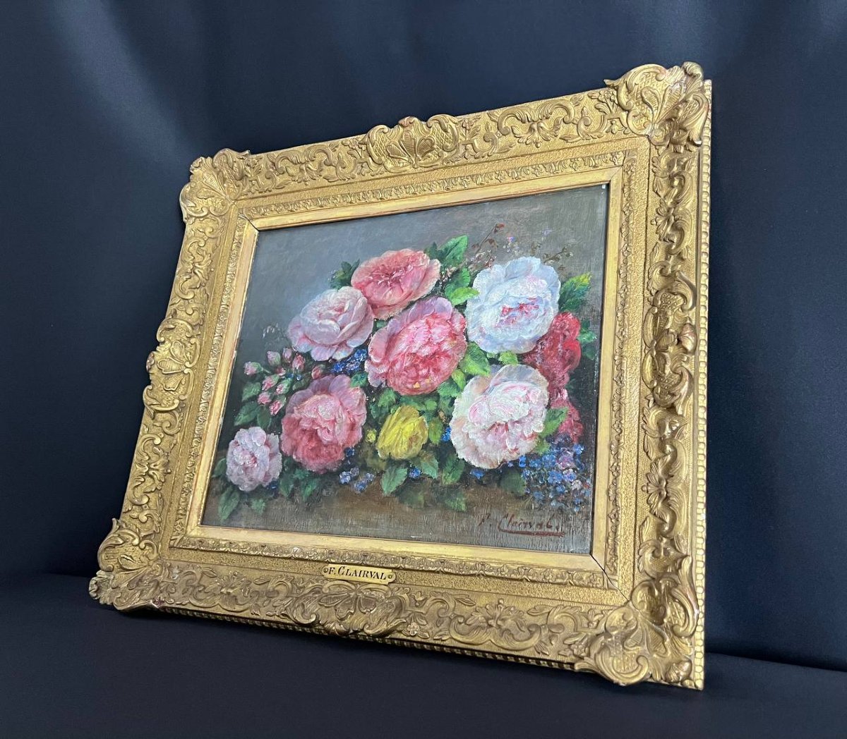 F. Clairval - Bouquet Of Peonies, Oil On Panel-photo-2