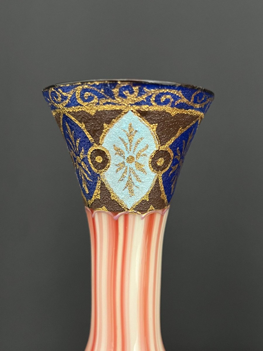 Pair Of Opaline And Gilt Bronze Vases - 19th Century-photo-3