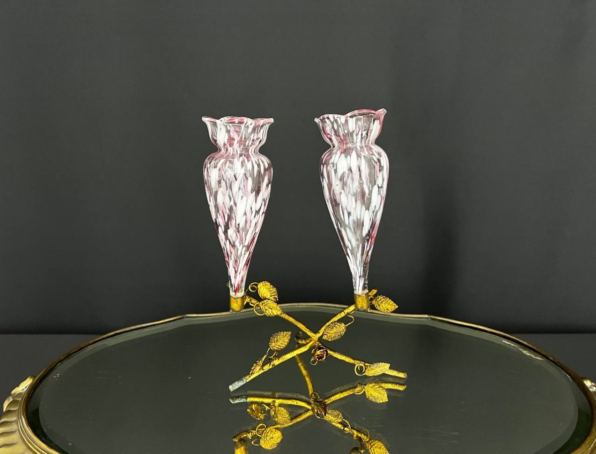 Murano Glass Centerpiece On Gold Frame-photo-4