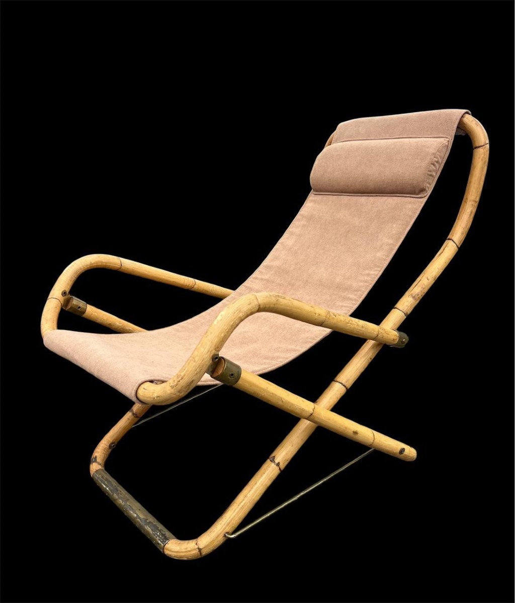 Paire de fauteuils pliants vintage en rotin, travail du XXe siècle