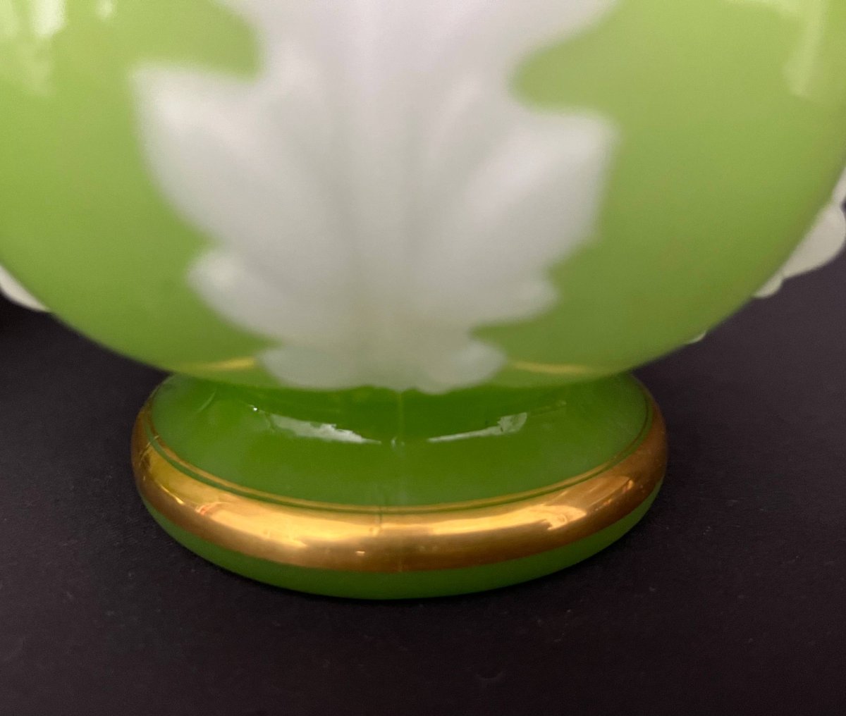 Pair Of Green And White Opaline Vases, Attributed To Baccarat, Napoleon III Period-photo-4