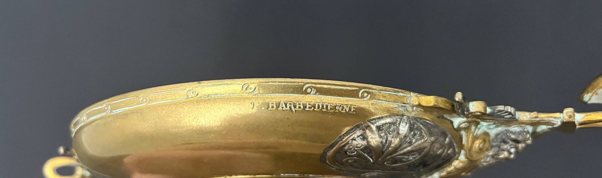 Double Patina Bronze Bowl Signed F. Barbedienne-photo-2