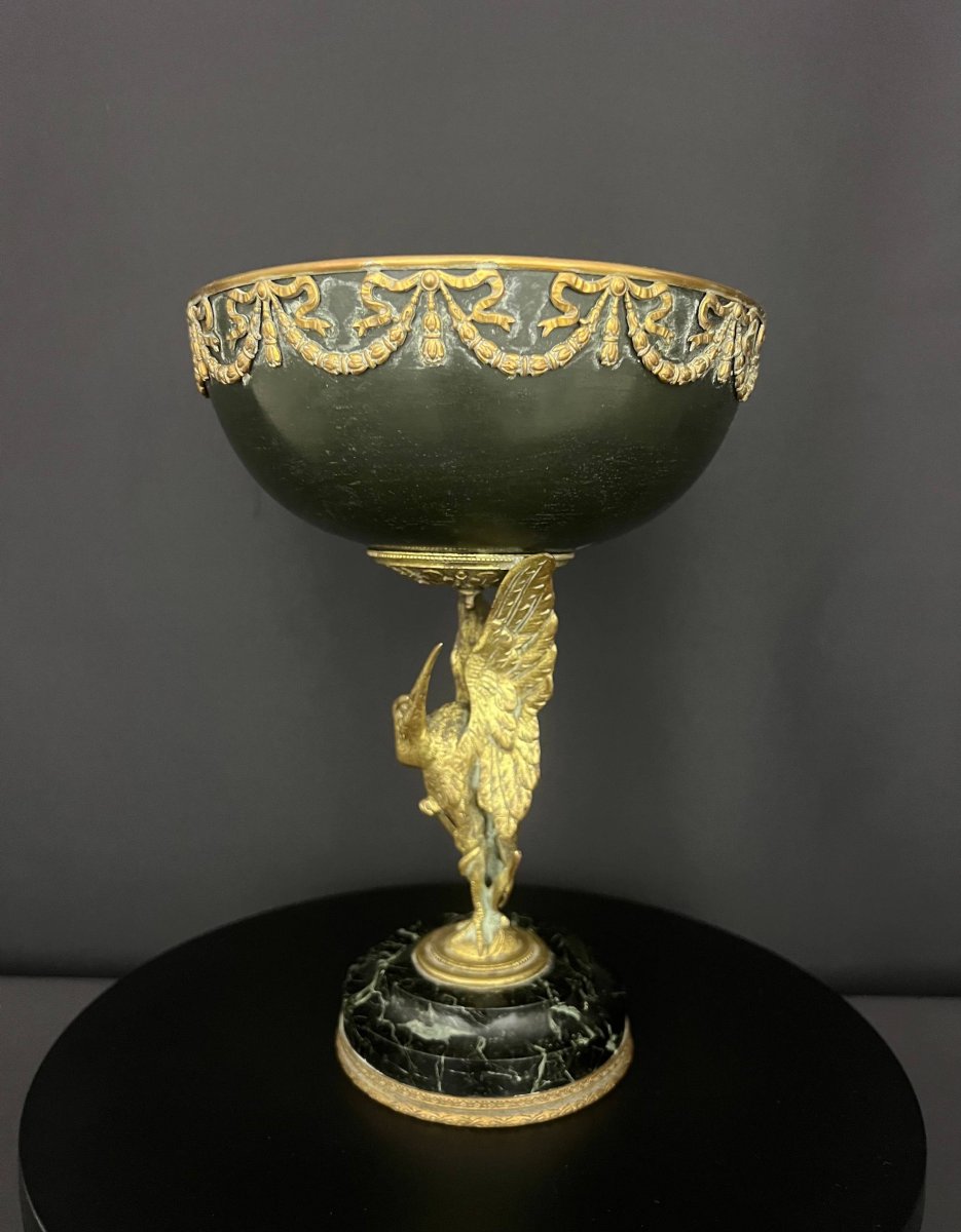Empire Style Gilt Bronze Swan Centerpiece-photo-3