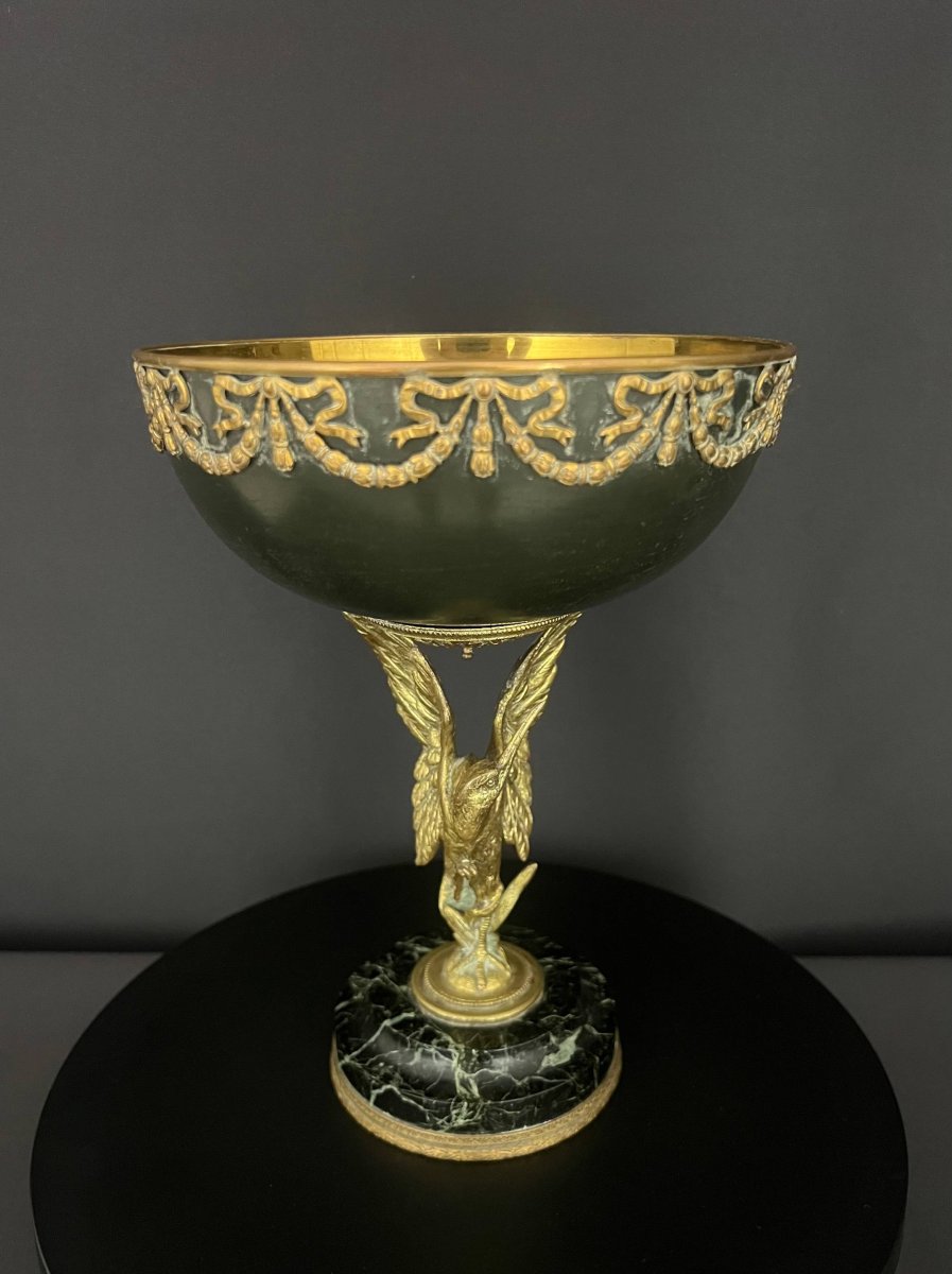 Empire Style Gilt Bronze Swan Centerpiece-photo-1
