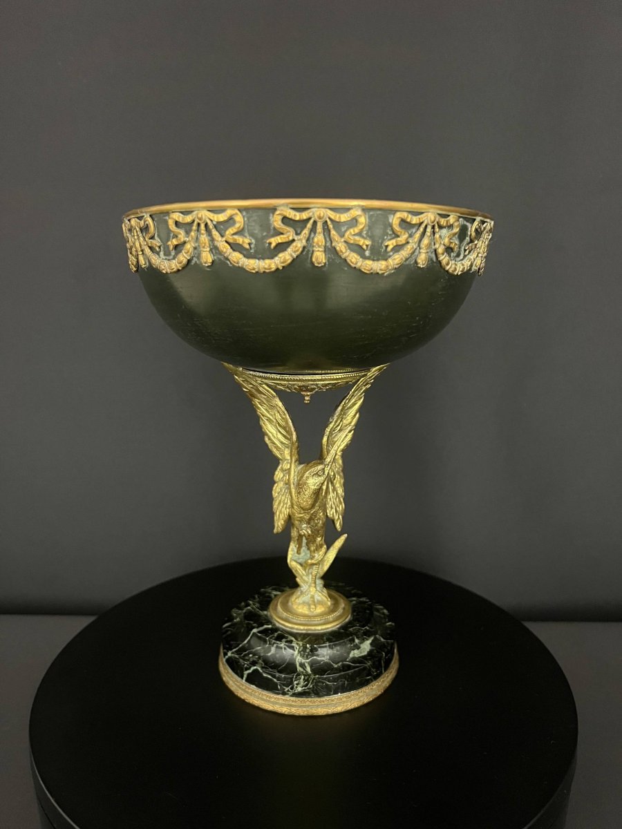 Empire Style Gilt Bronze Swan Centerpiece-photo-2