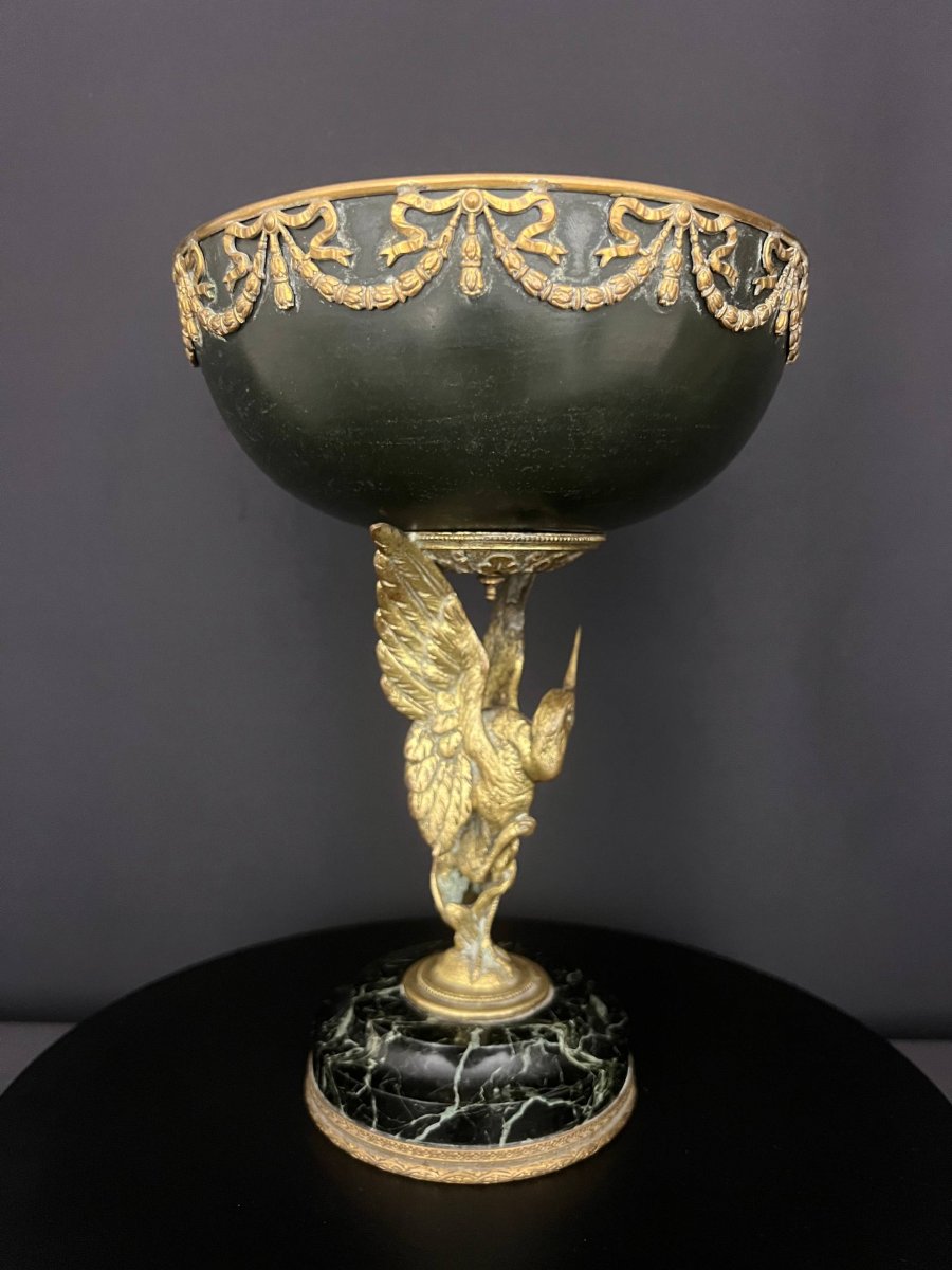 Empire Style Gilt Bronze Swan Centerpiece