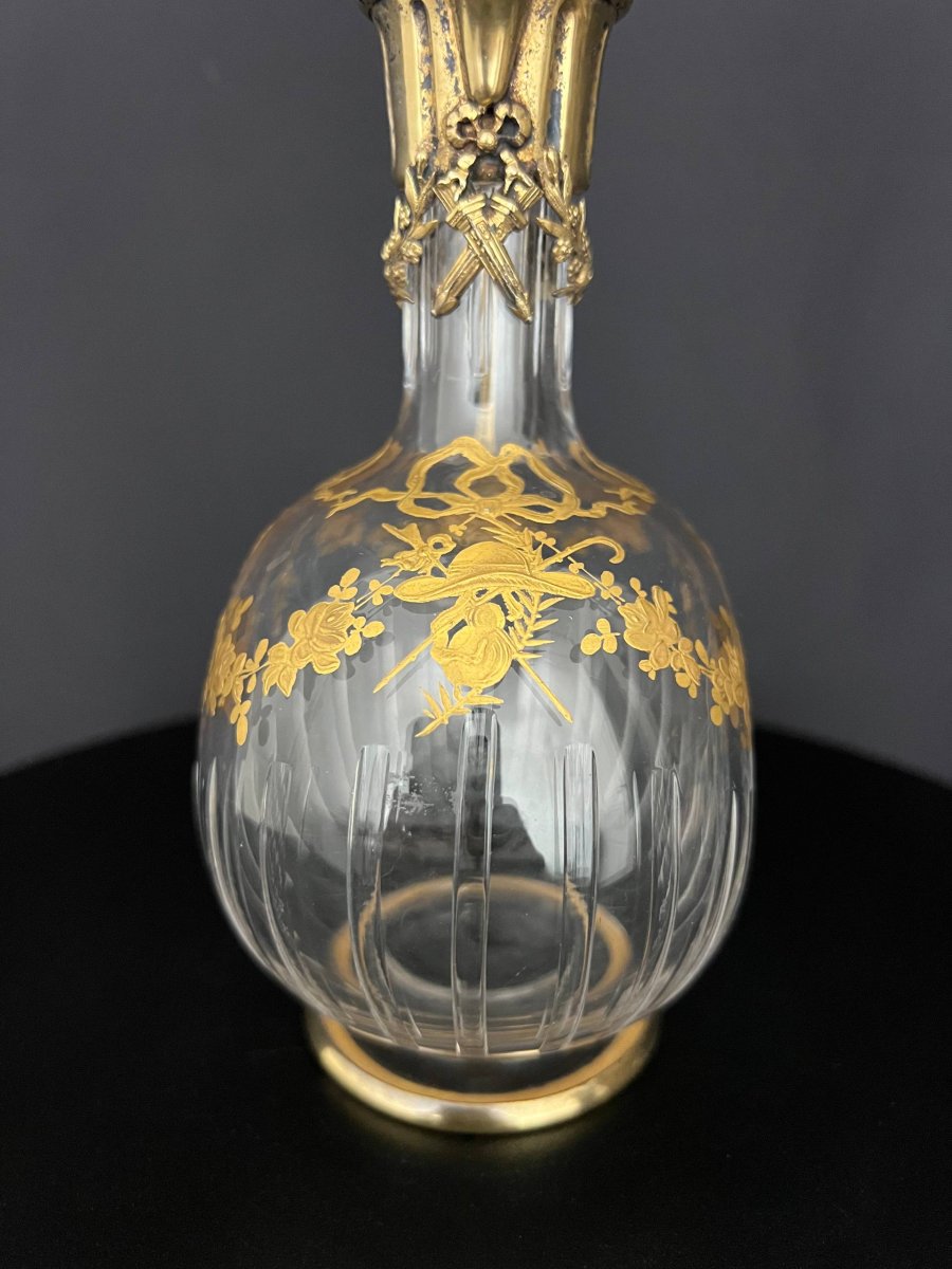 Cut Crystal Ewer With Gilded Decoration And Gilded Silver Mounting-photo-1