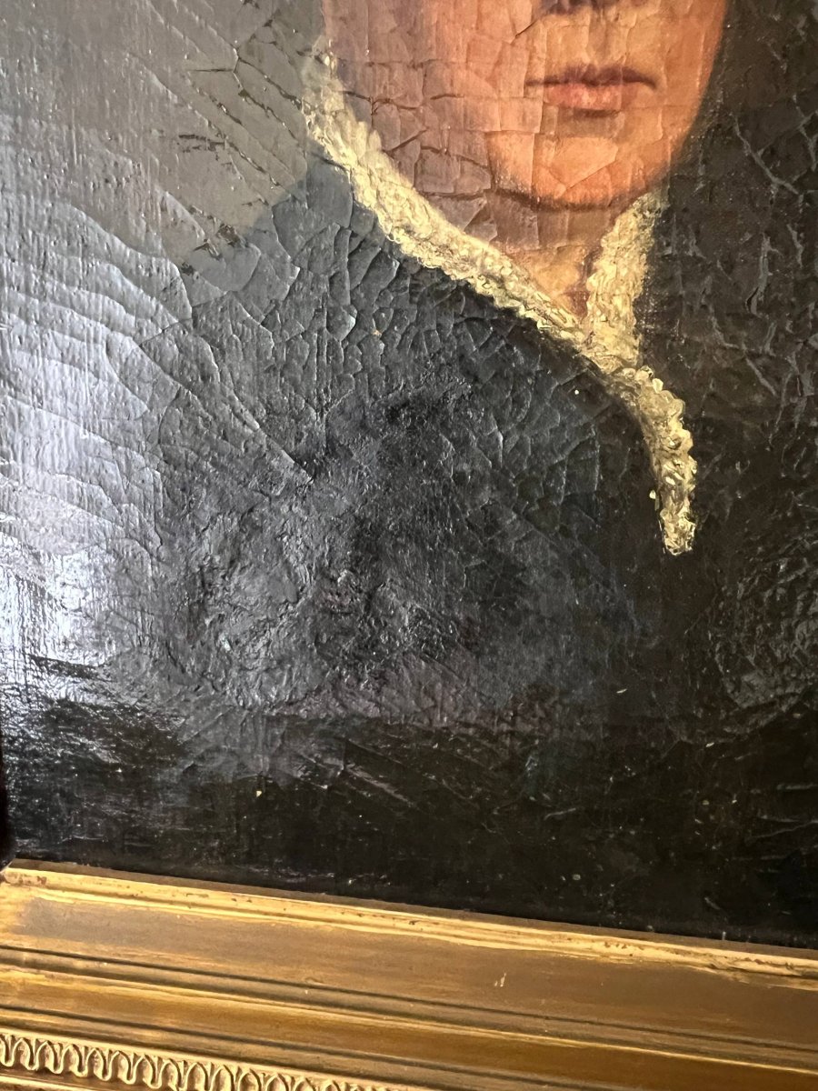 Early Portrait Of A Woman, Oil On Canvas, Late 19th Century-photo-1