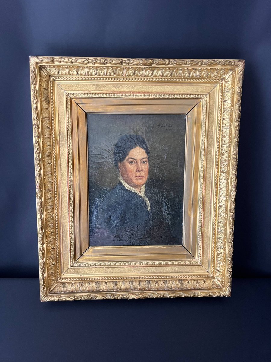 Early Portrait Of A Woman, Oil On Canvas, Late 19th Century