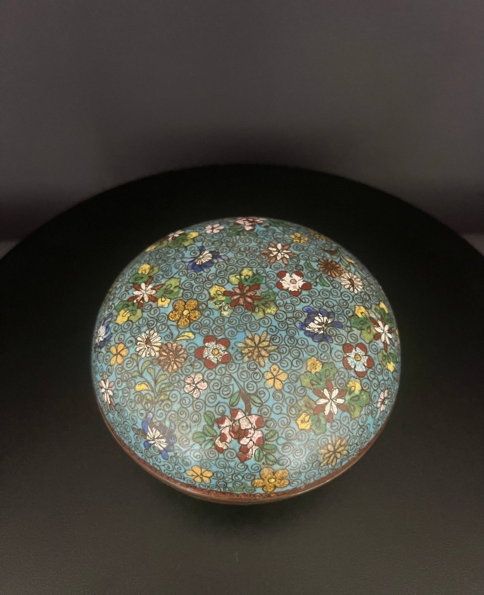 Boîte ronde en émaux cloisonnés à décor floral – Chine, époque Guangxu (1875–1908)-photo-1