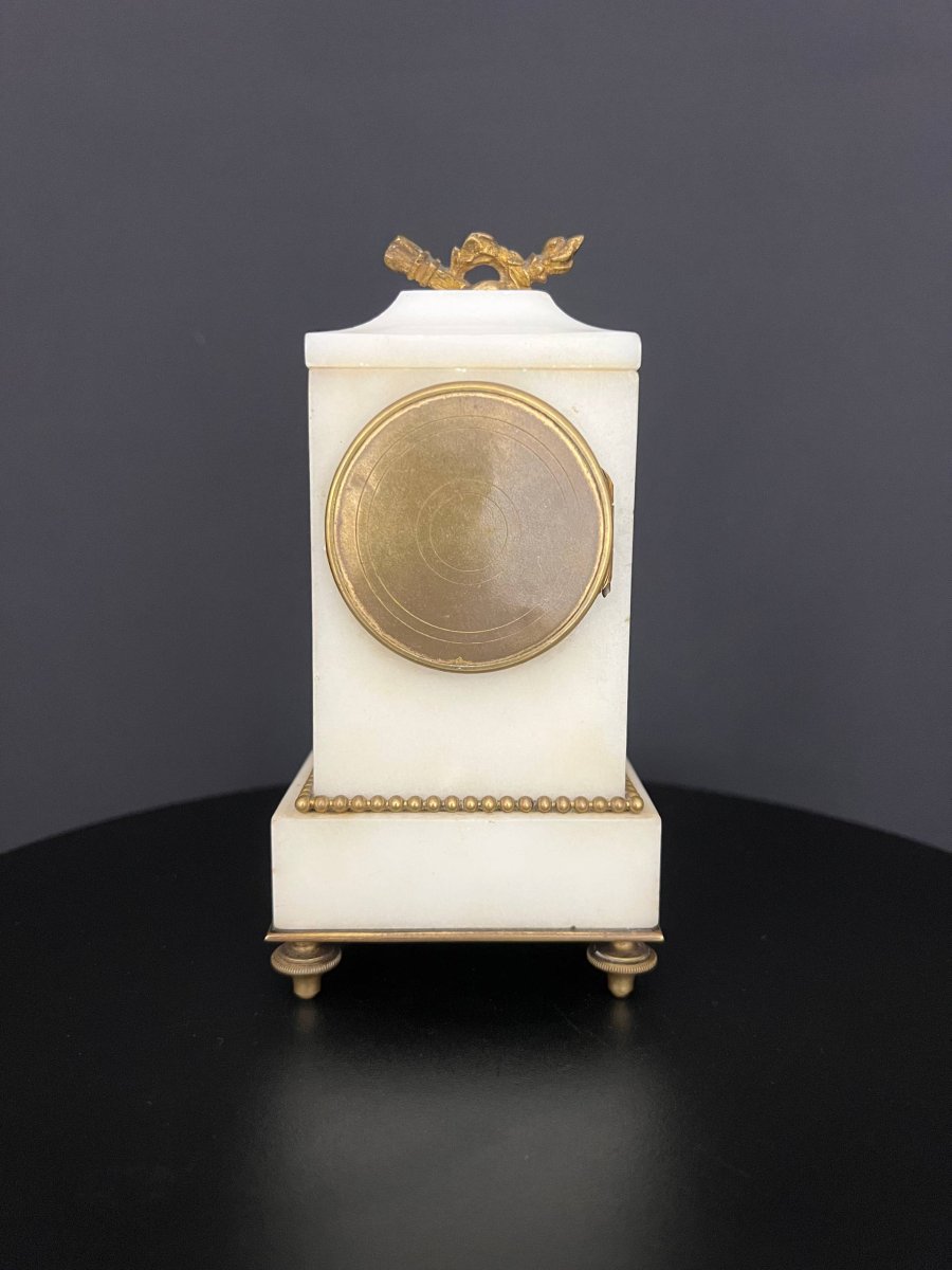 Louis XVI Style White Marble And Gilt Bronze Desk Clock-photo-4