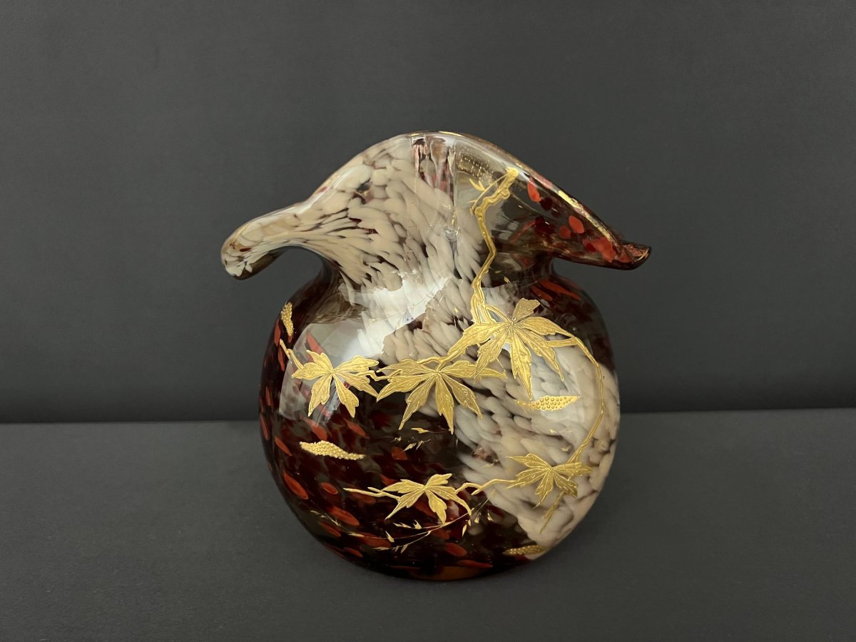 Vase en verre soufflé Art Nouveau dans le goût d’Ernest Léveillé, vers 1900