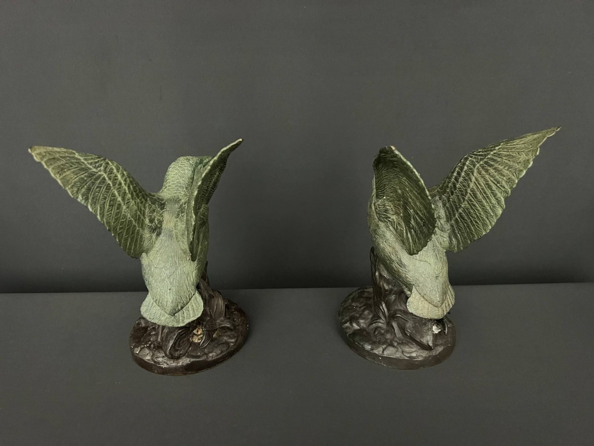 Pair Of Art Deco-style Bird Sculptures-photo-2